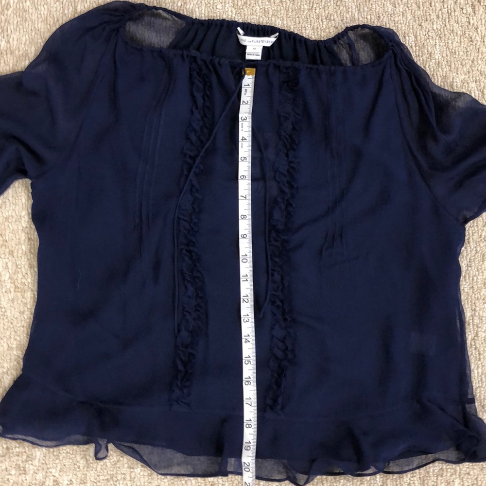 Diane Von Furstenberg navy sexy sheer silk blouse - Picture 9 of 9